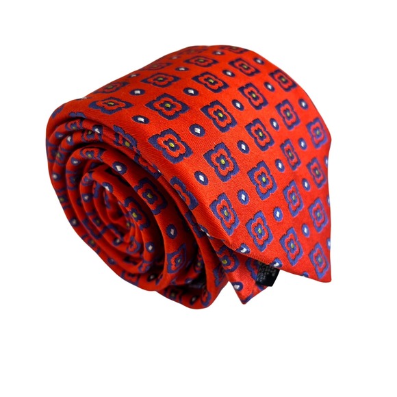 Ted Baker London Silk Tie Orange Purple Geometric 3.5"x59" Necktie - Picture 1 of 3